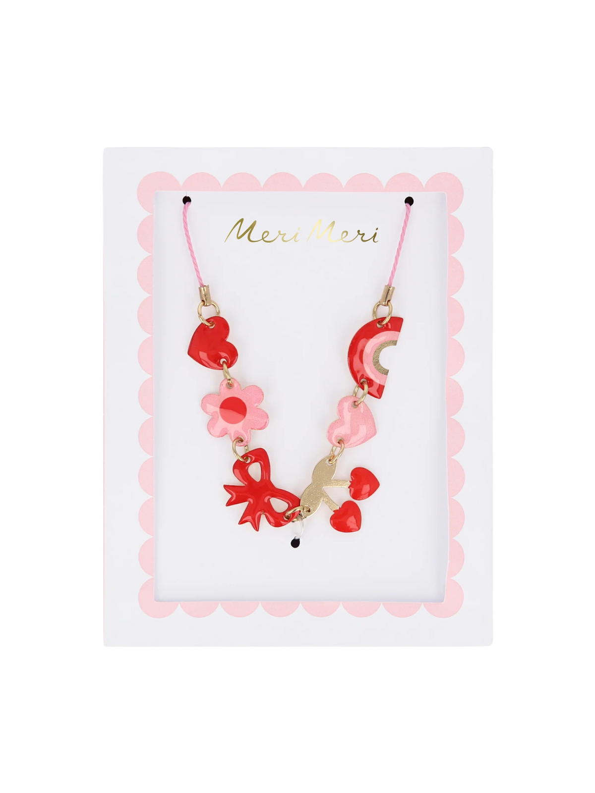 Hearts & Cherries Enamel Charm Necklace Jewelry Meri Meri