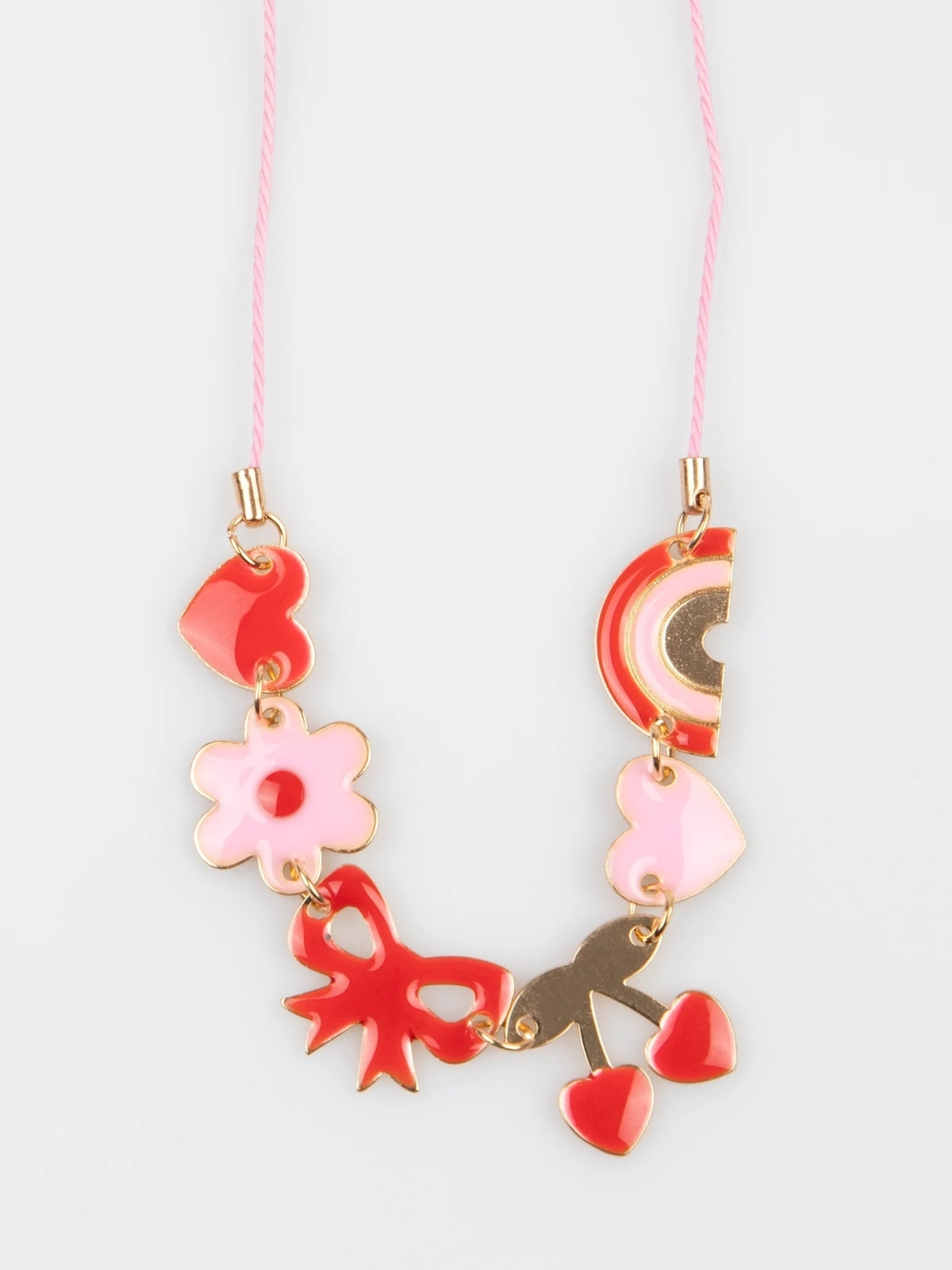 Hearts & Cherries Enamel Charm Necklace Jewelry Meri Meri