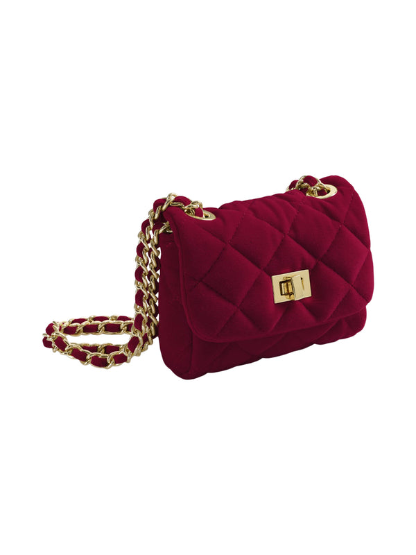 Small Velvet Chain Purse - Scarlet Red Bags Milledeux   