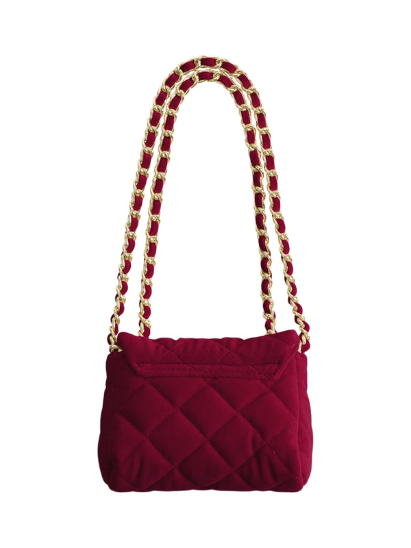 Small Velvet Chain Purse - Scarlet Red Bags Milledeux   