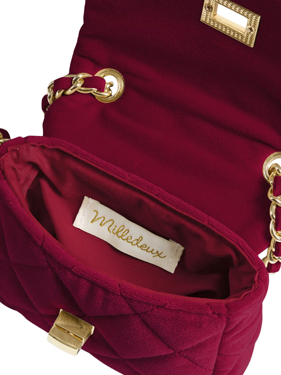 Small Velvet Chain Purse - Scarlet Red Bags Milledeux   