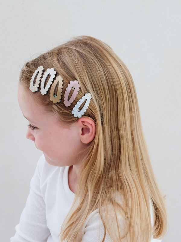 Glitter Scalloped Mini Clips Hair Accessories Mimi & Lula