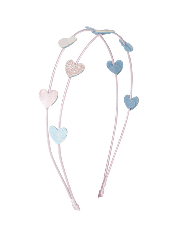 Pink Hearts Double Headband Hair Accessories Mimi & Lula