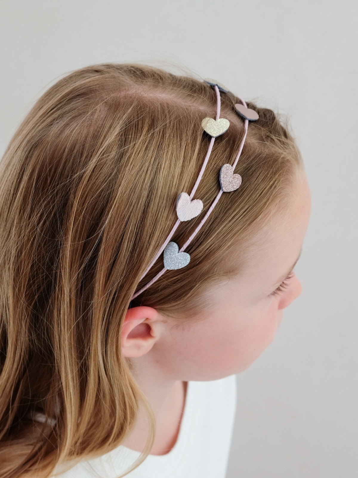 Pink Hearts Double Headband Hair Accessories Mimi & Lula
