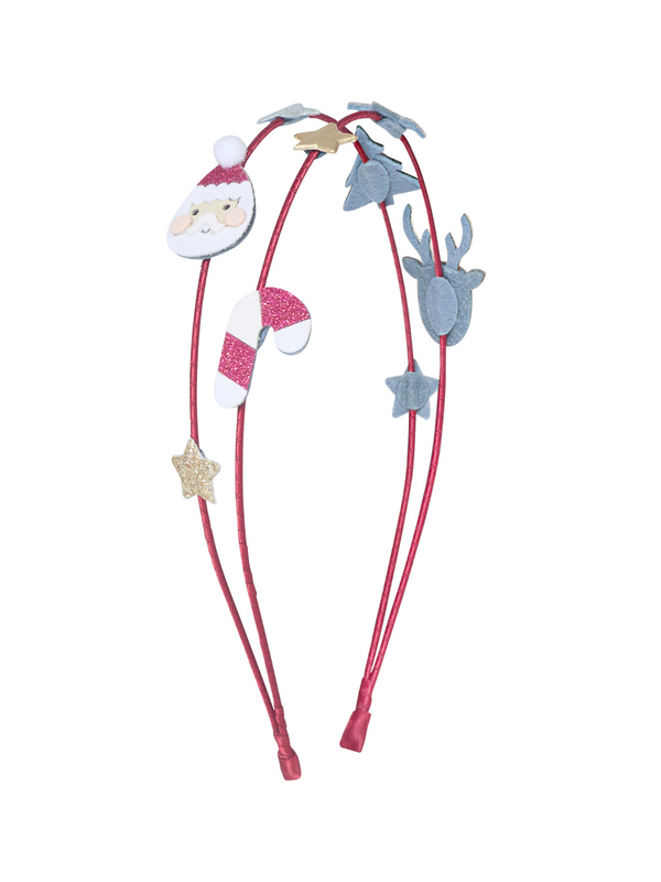 Santa & Rudolph Double Headband Hair Accessories Mimi & Lula