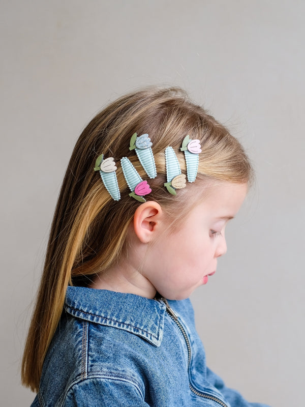 Tulip Stripe Mini Clips Hair Accessories Mimi & Lula