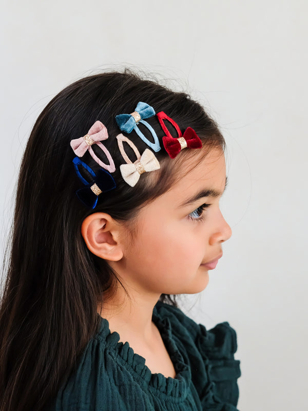 Velvet Bow Mini Clips Hair Accessories Mimi & Lula