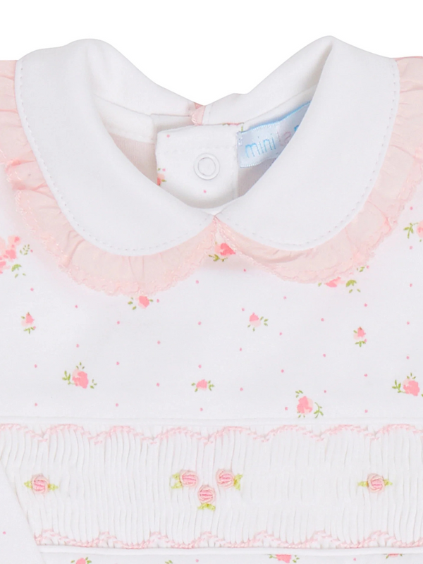 Sweet Rose Smocked Footie Rompers Mini-La-Mode