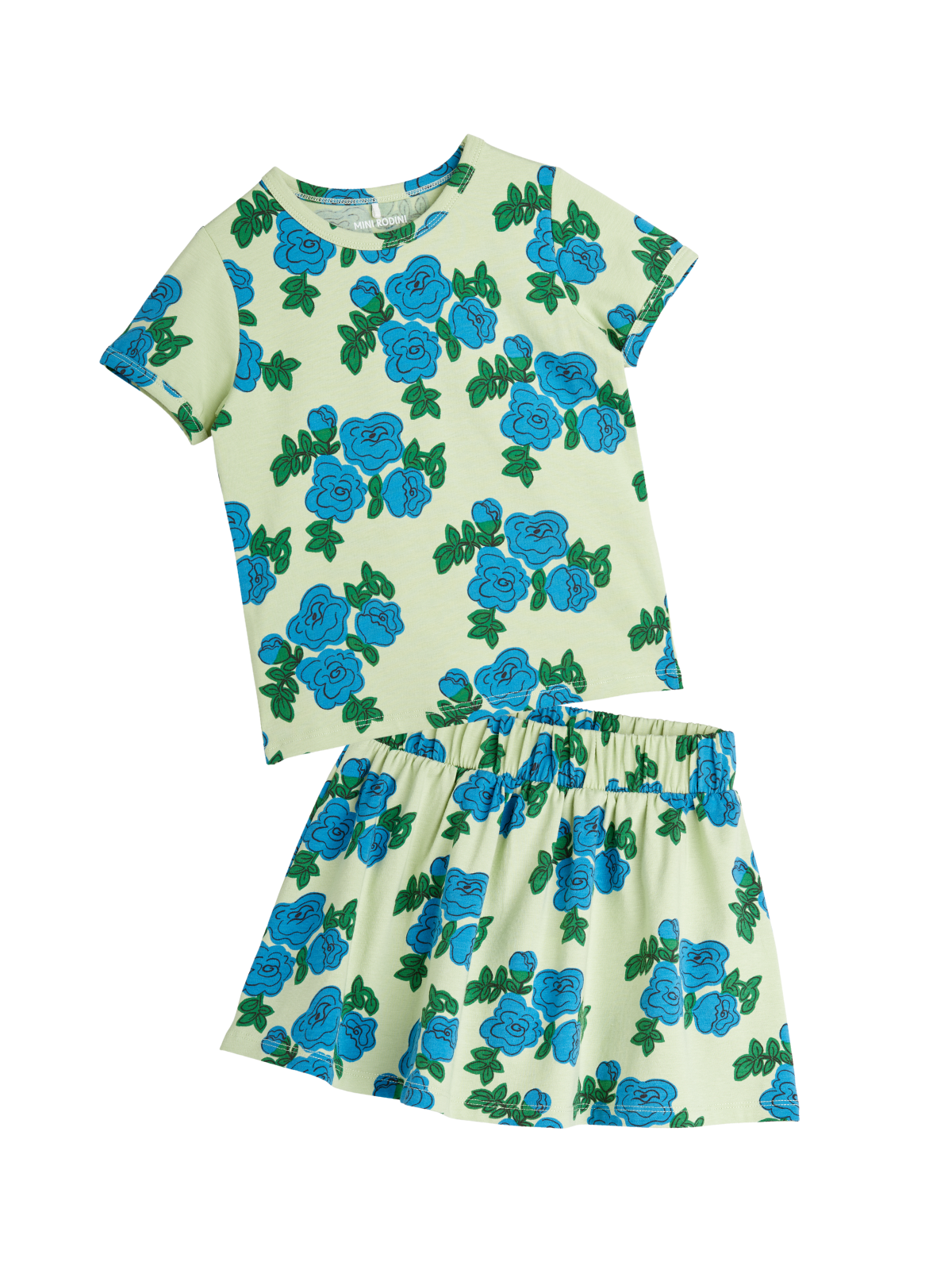 Blue Roses Skirt Set Sets Mini Rodini Blue Roses Print 2-3T