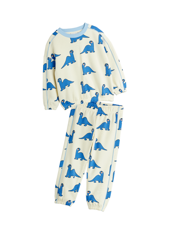 Dino All Over Printed Sweat Set Sets Mini Rodini Off White 2-3Y
