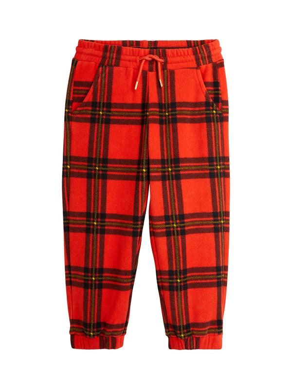 Red Check Fleece Joggers Pants Mini Rodini Red 2-3T 