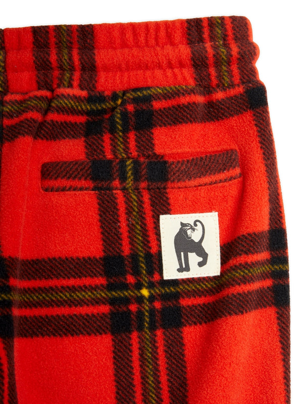 Red Check Fleece Joggers Pants Mini Rodini   