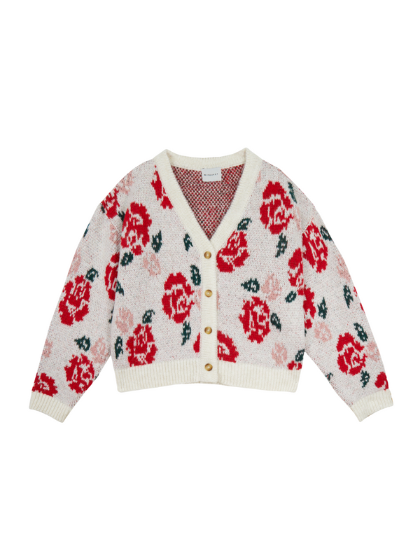 Ama Flower Cardigan Sweaters Mipounet Ecru 3Y