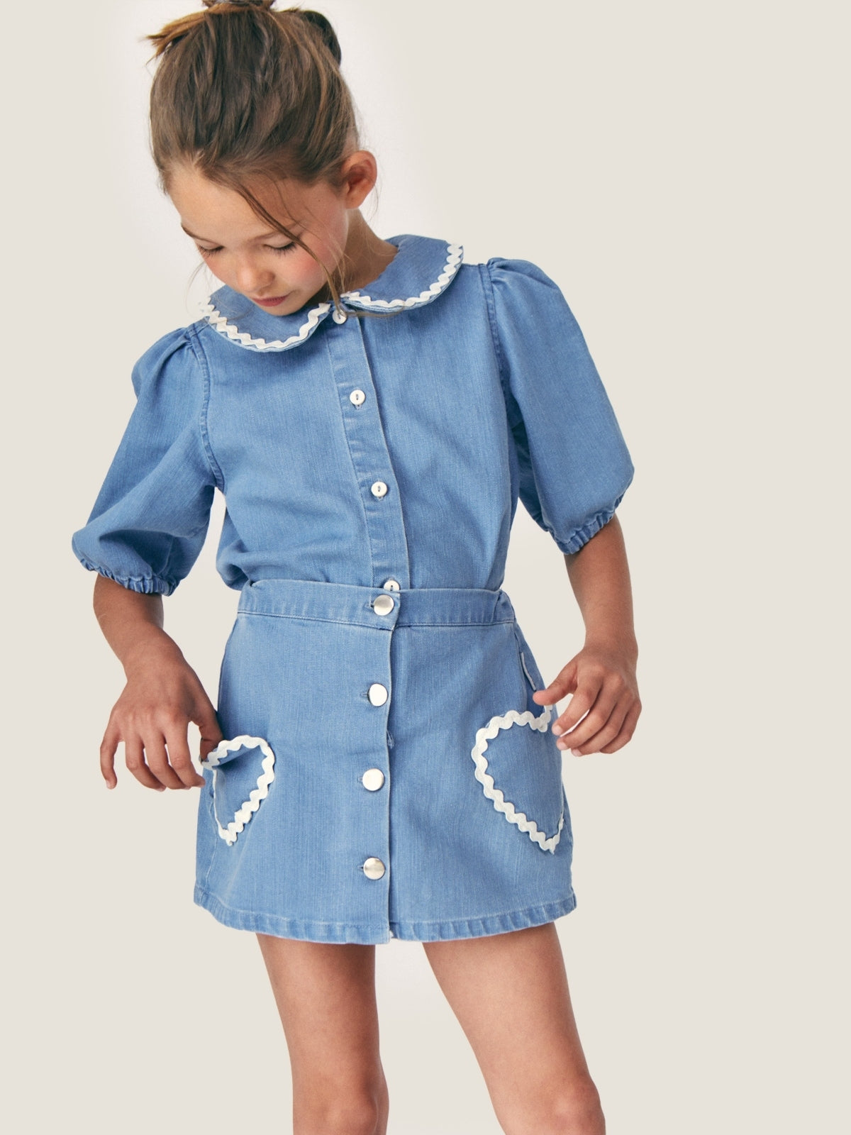 Louise Denim Skirt Set Sets Mipounet
