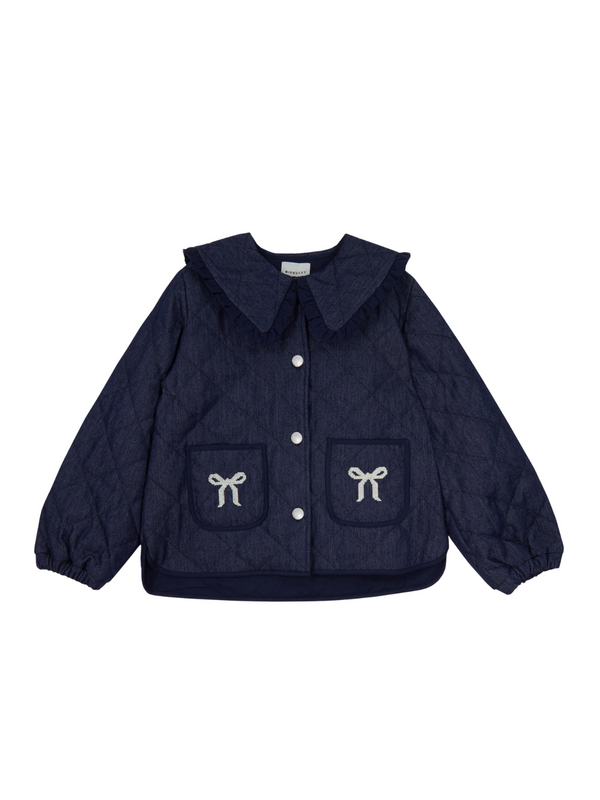 Mariane Denim Bows Jacket Outerwear Mipounet Dark Denim 2Y