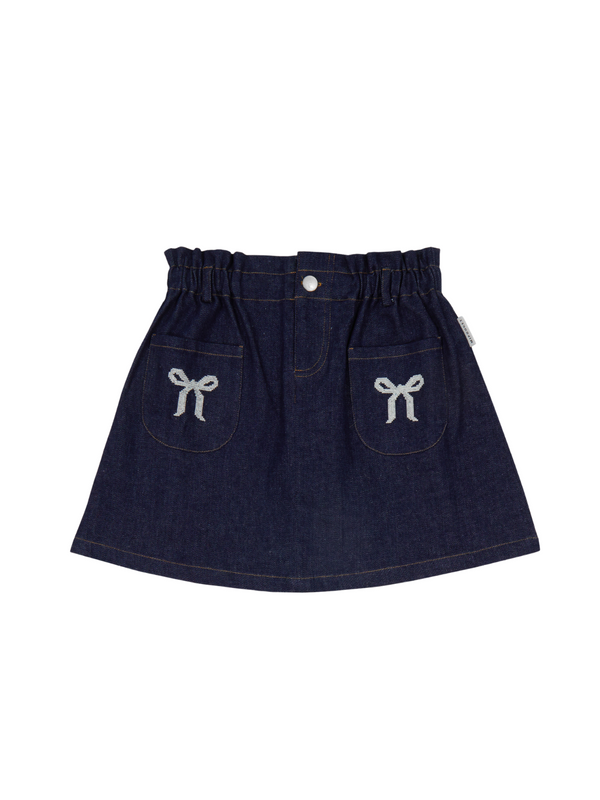 Mariane Denim Bows Skirt Skirts Mipounet Dark Denim 3Y
