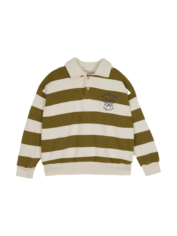 Piero Polo Sweatshirt Sweatshirts Mipounet Olive Stripe 2Y