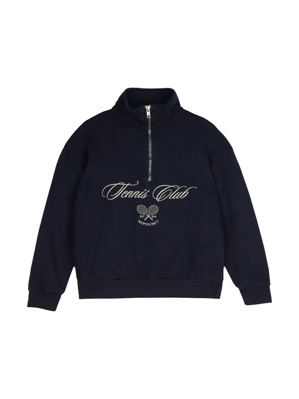 Tennis Club Quarter Zip Sweatshirt Sweatshirts Mipounet Navy Blue 2Y