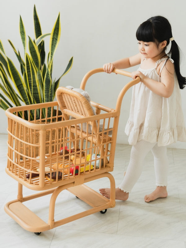 Rattan Shopping Cart Pretend Play Momiji