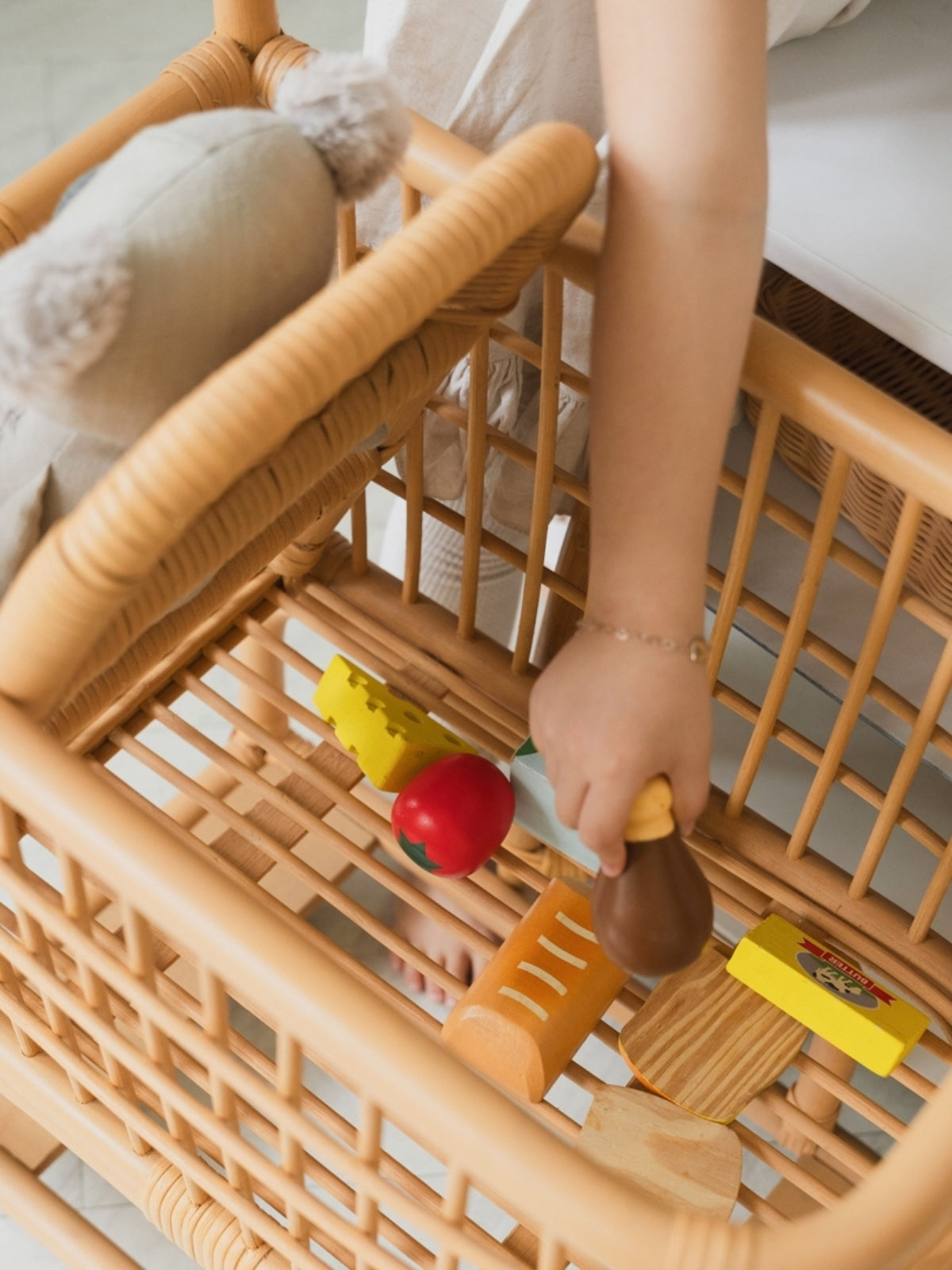 Rattan Shopping Cart Pretend Play Momiji