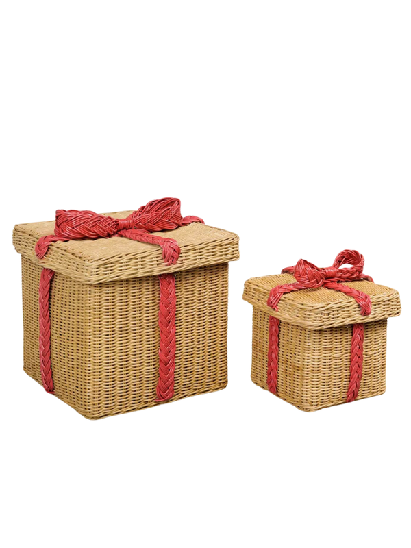 Set of 2 Rattan Storage Gift Boxes