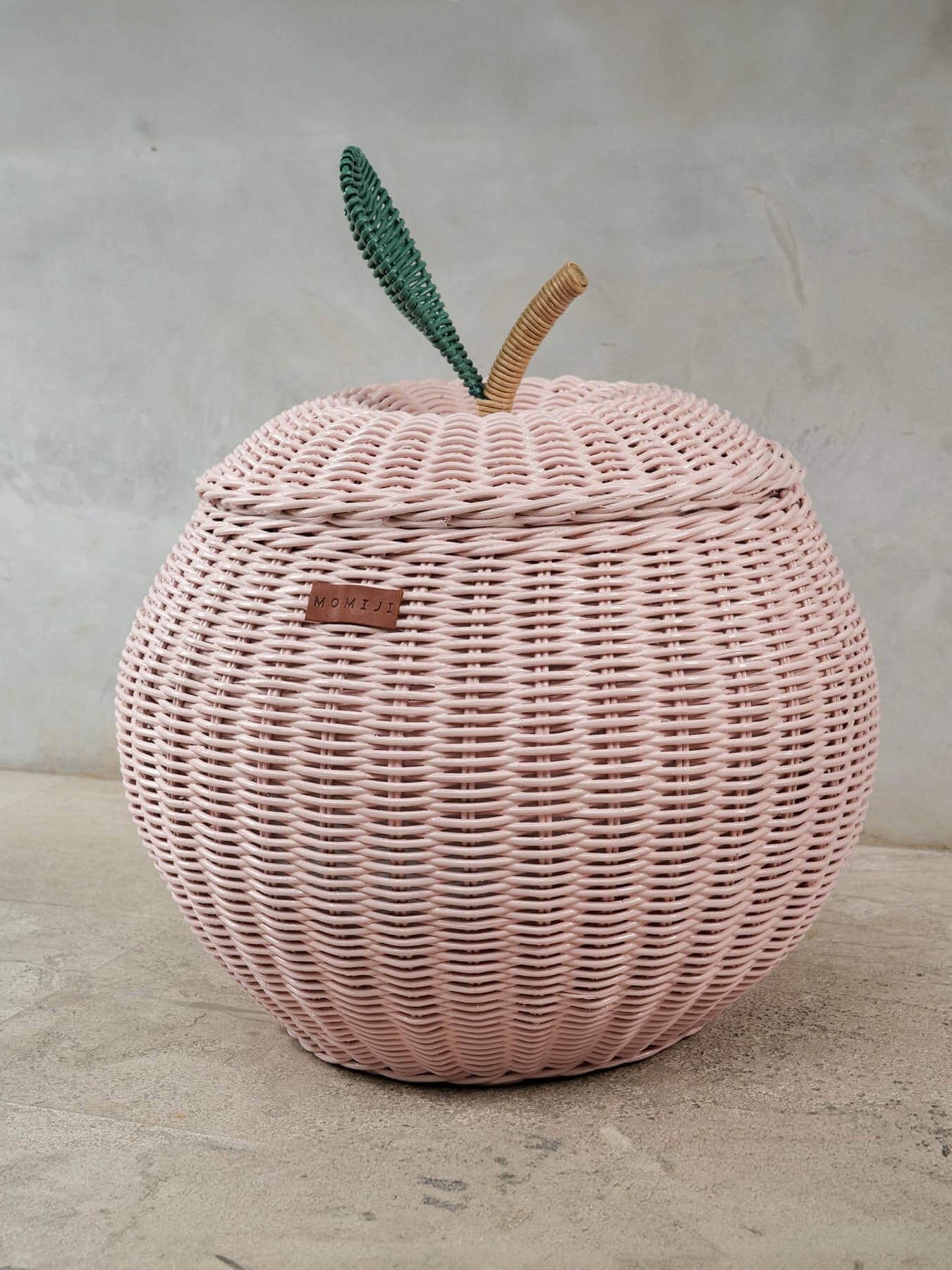 Apple Rattan Storage Basket Pink - Medium Pretend Play Momiji