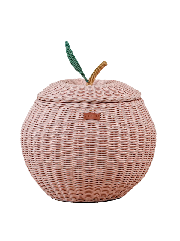 Apple Rattan Storage Basket Pink - Medium Pretend Play Momiji