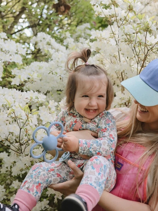 Blue Daisy Rattle Teether Baby Toys Mushie