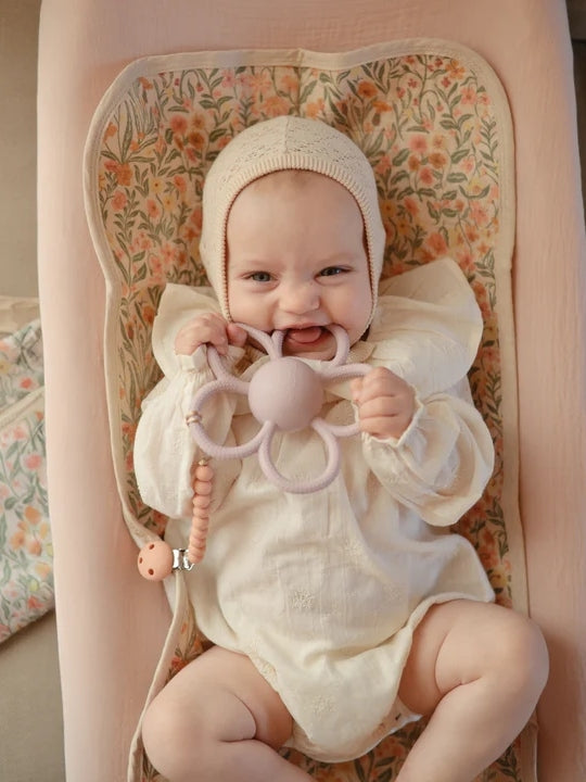 Lilac Daisy Rattle Teether Baby Toys Mushie