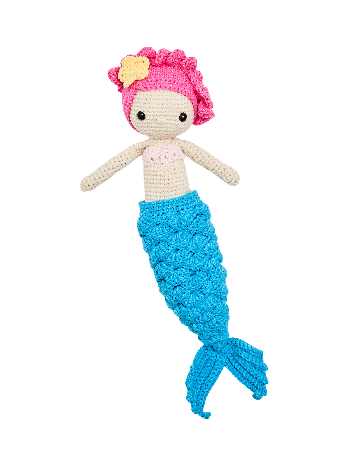 Hand Crochet Mermaid Plush Sevim Handmade Royal Blue  