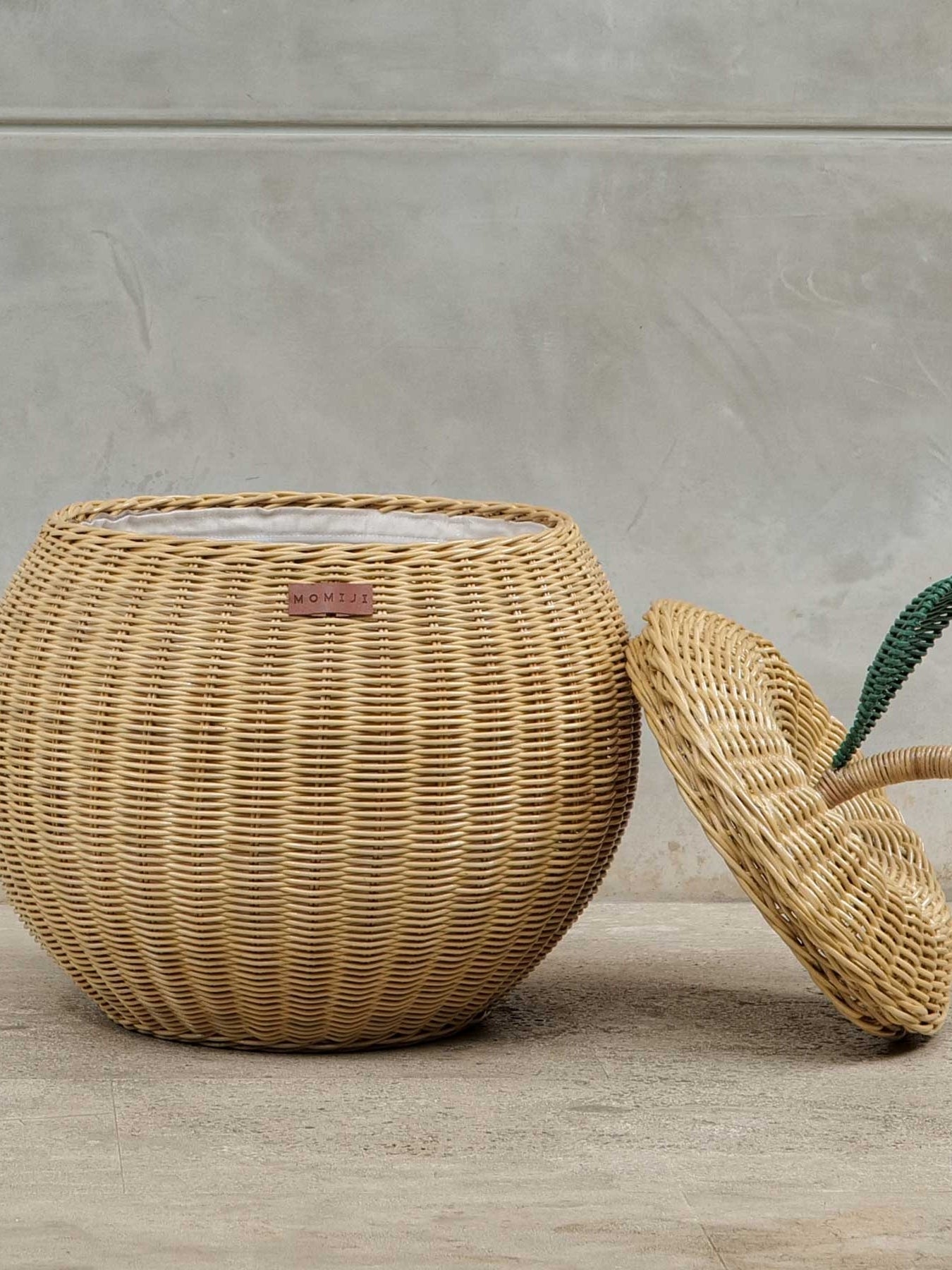 Apple Rattan Storage Basket Natural - Medium Pretend Play Momiji