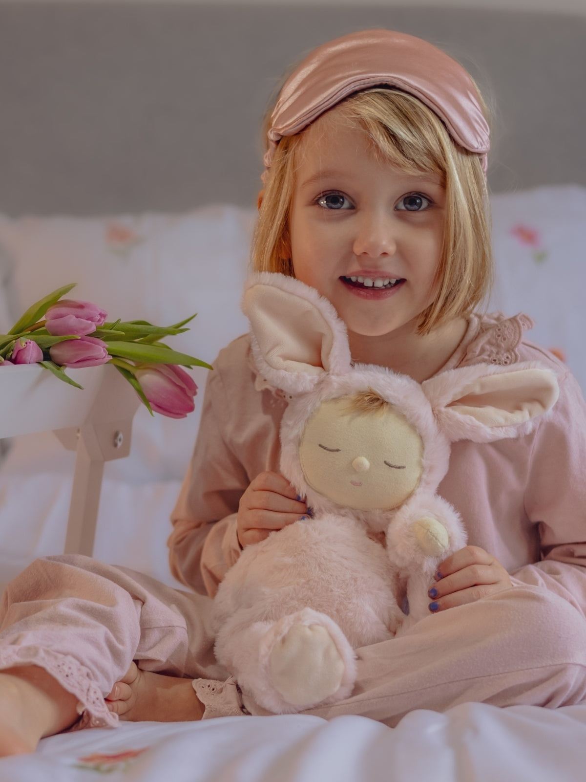 Lullaby Cozy Dinkum Bunny Moppet - Pink Plush Olli Ella