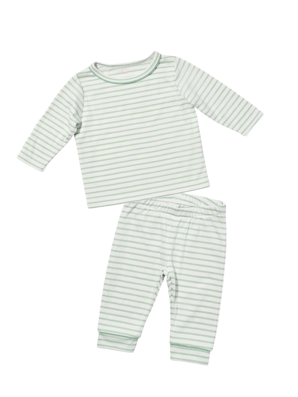 Edward Baby T-Shirt Set Sets Oso & Me Seafoam Mini Stripe 6M