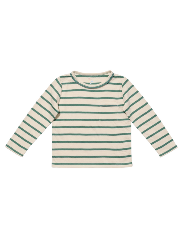 Edward Long Sleeve T-Shirt - Pine Stripe Tops Oso & Me Pine Stripe 3Y