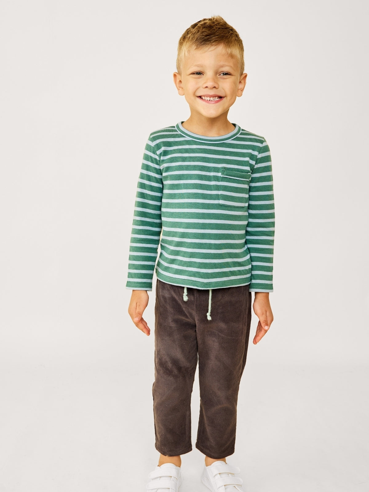 Edward Long Sleeve T-Shirt - Forest Stripe Tops Oso & Me