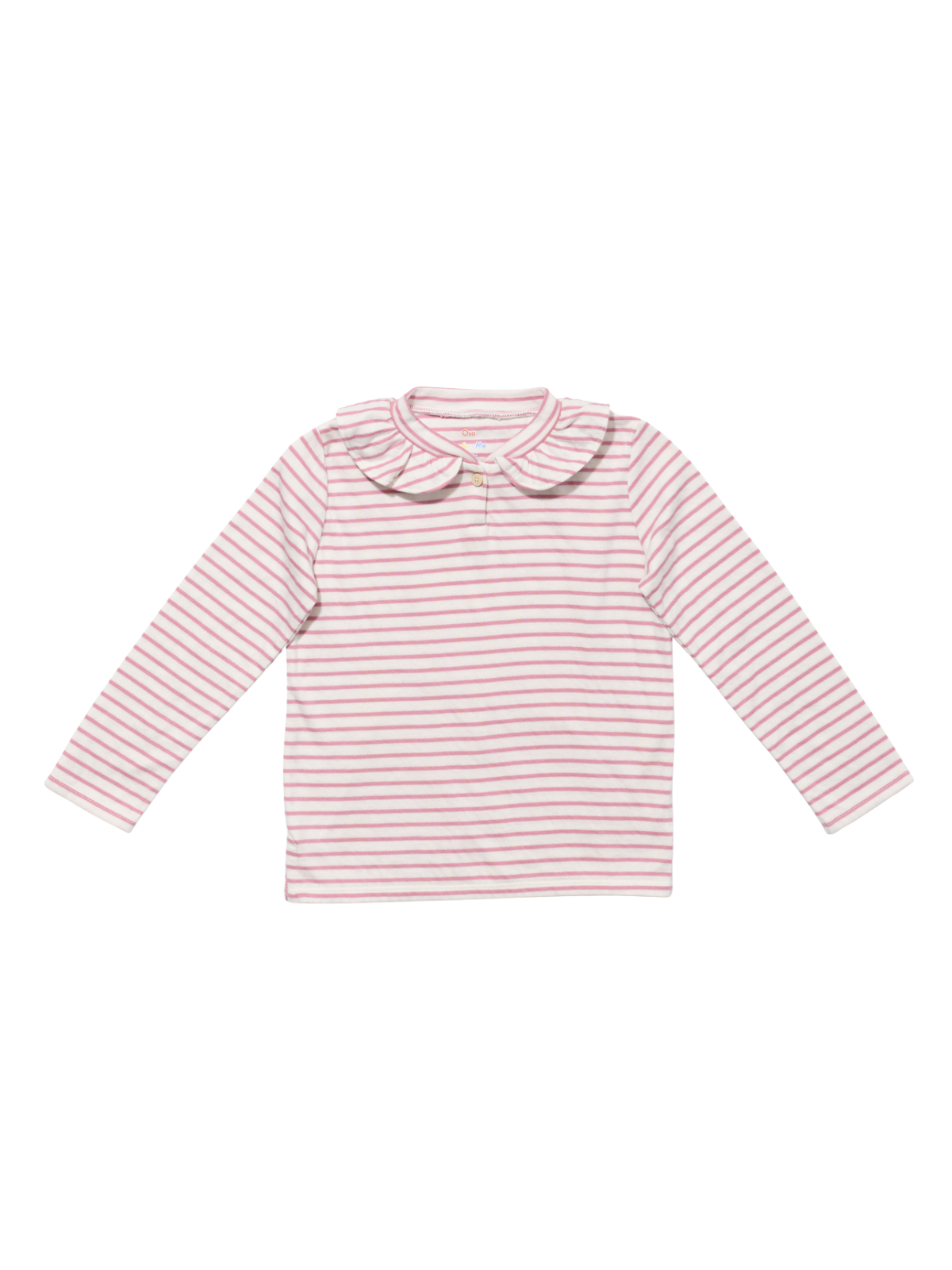 Hen Ruffle Long Sleeve T-Shirt Tops Oso & Me Rose Mini Stripe 3Y