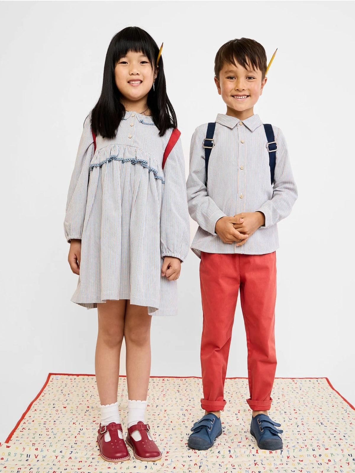 Jeffe Shirt - Indigo Linen Stripe Tops Oso & Me