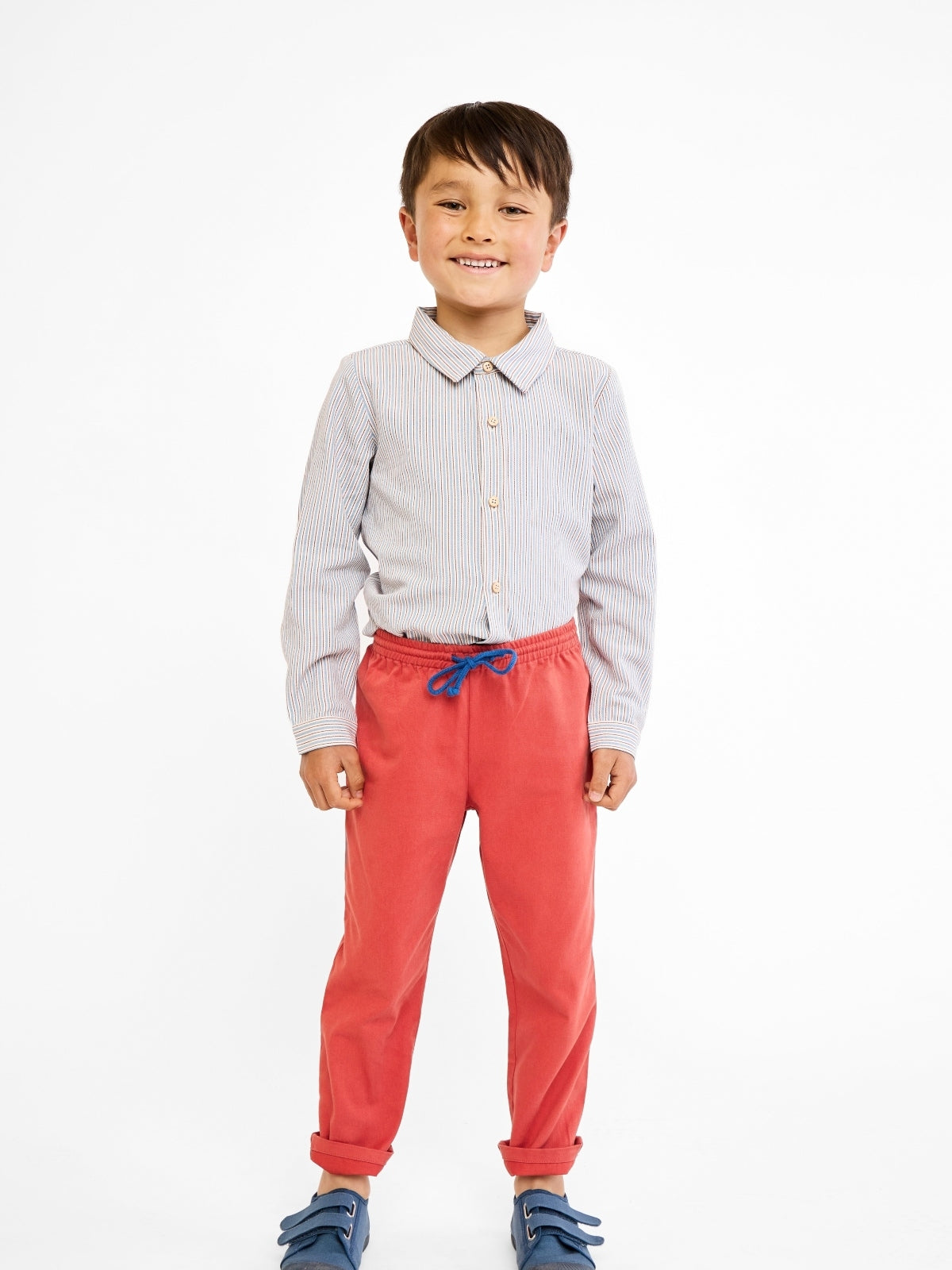 Jeffe Shirt - Indigo Linen Stripe Tops Oso & Me