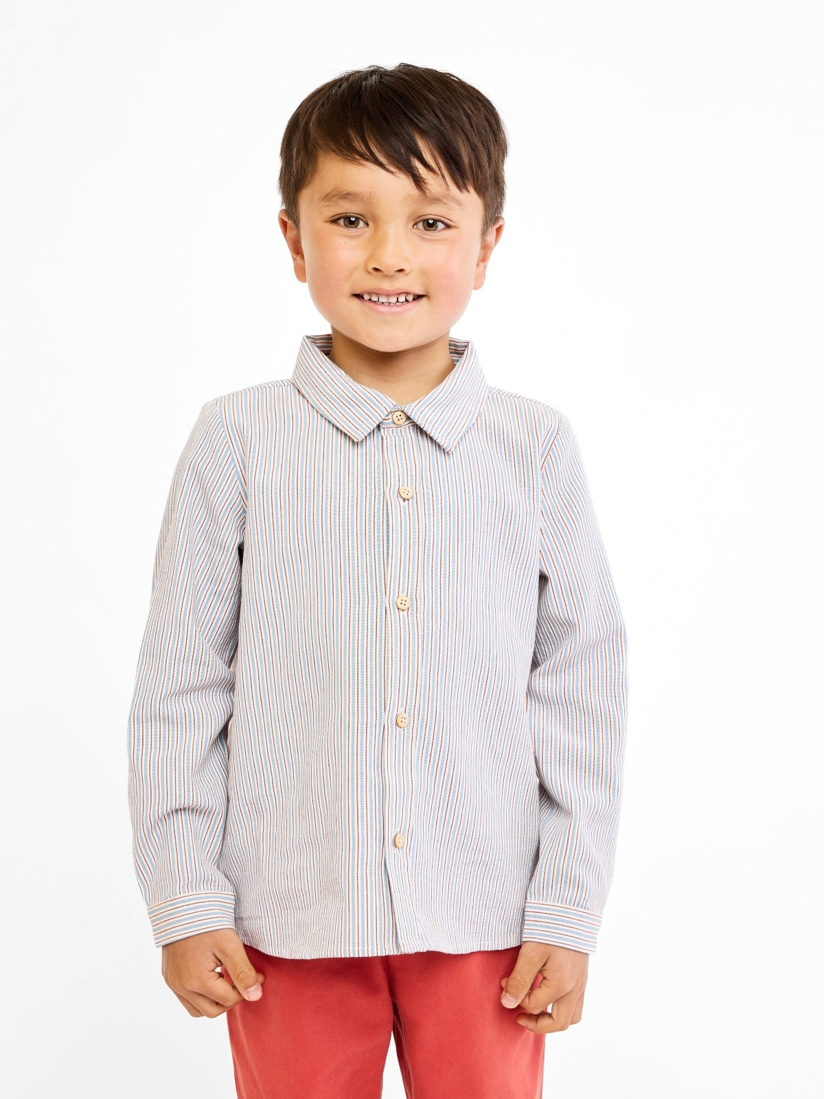 Jeffe Shirt - Indigo Linen Stripe Tops Oso & Me