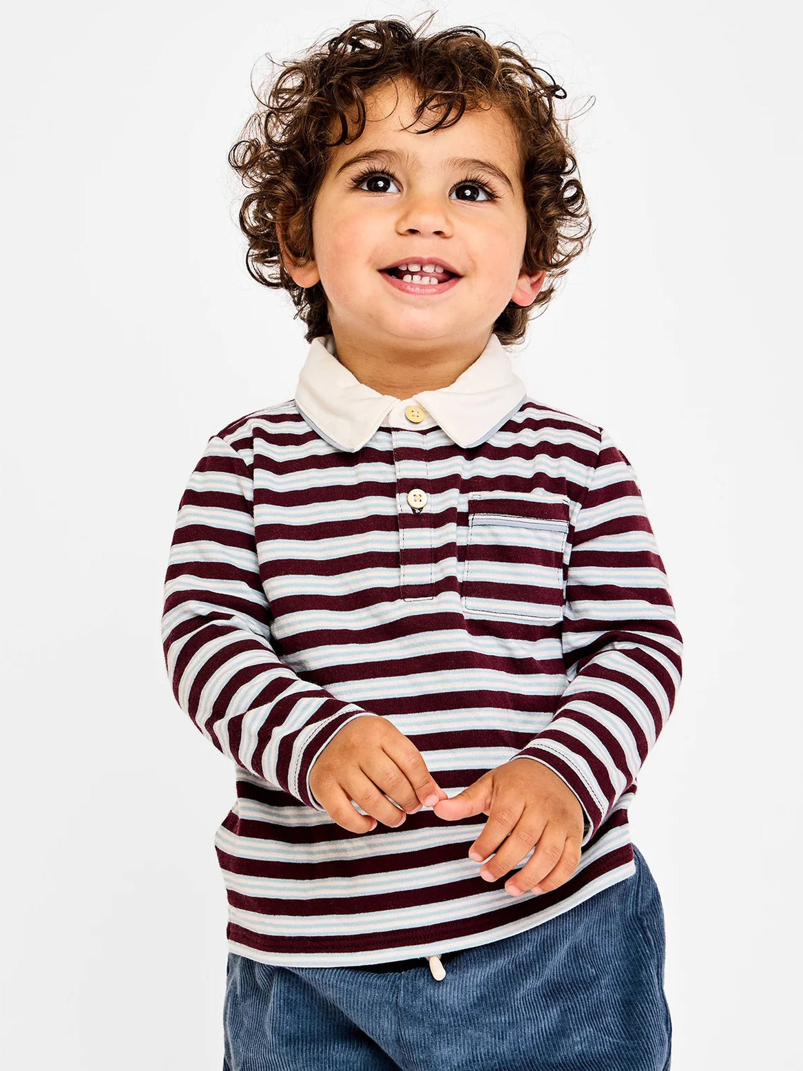 Parker Polo - Burgundy Triple Stripe Tops Oso & Me