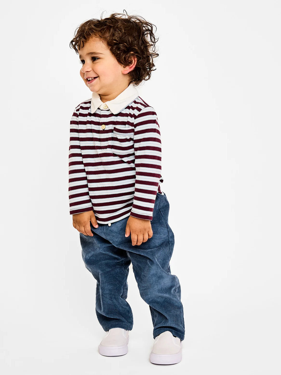 Parker Polo - Burgundy Triple Stripe Tops Oso & Me