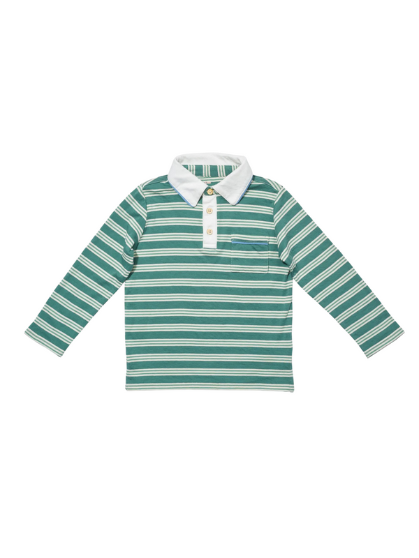 Parker Polo Tops Oso & Me Pine Twin Stripe 3Y