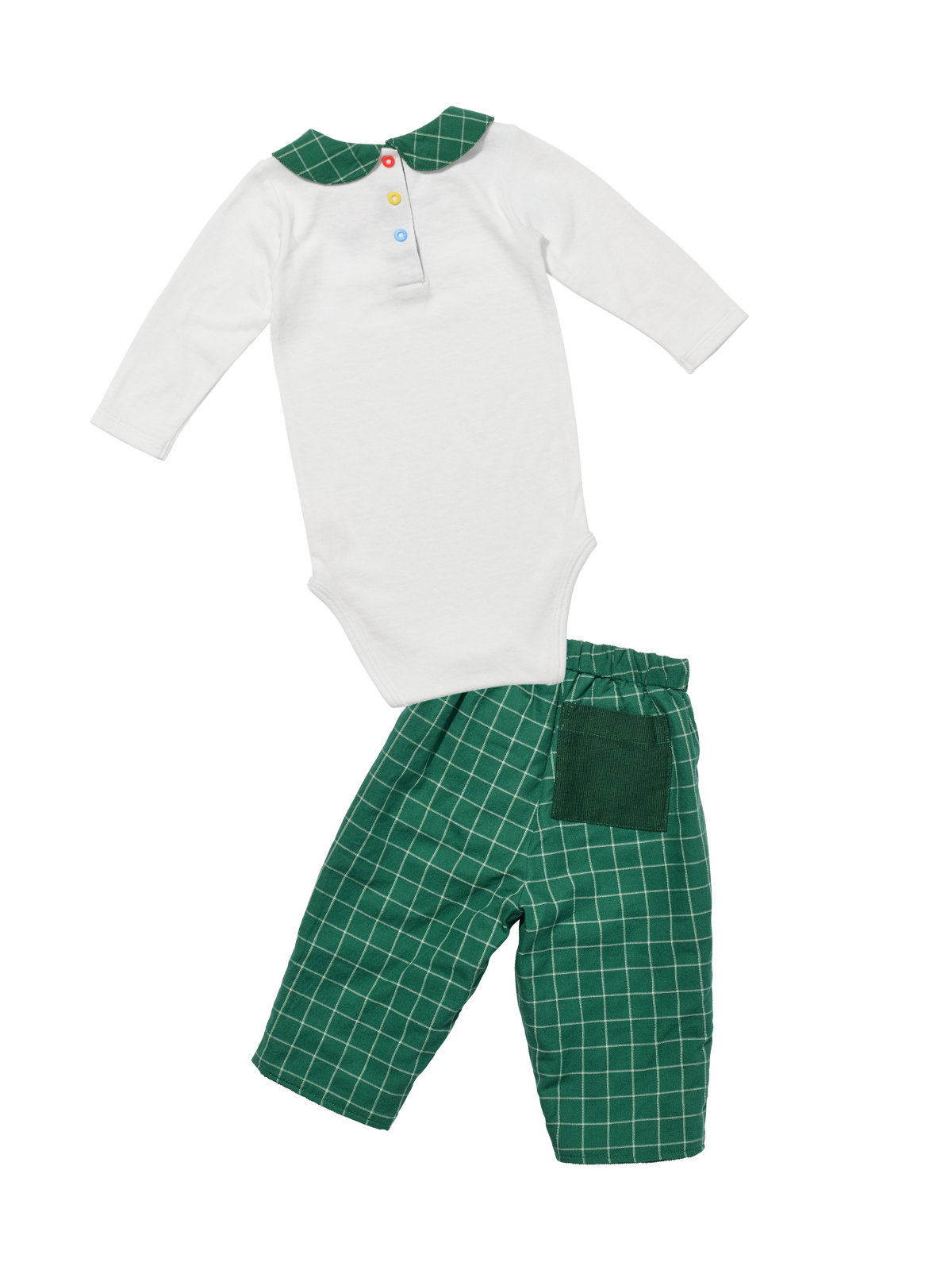 Plaid Collar Bodysuit and Pant Set Sets Oso & Me