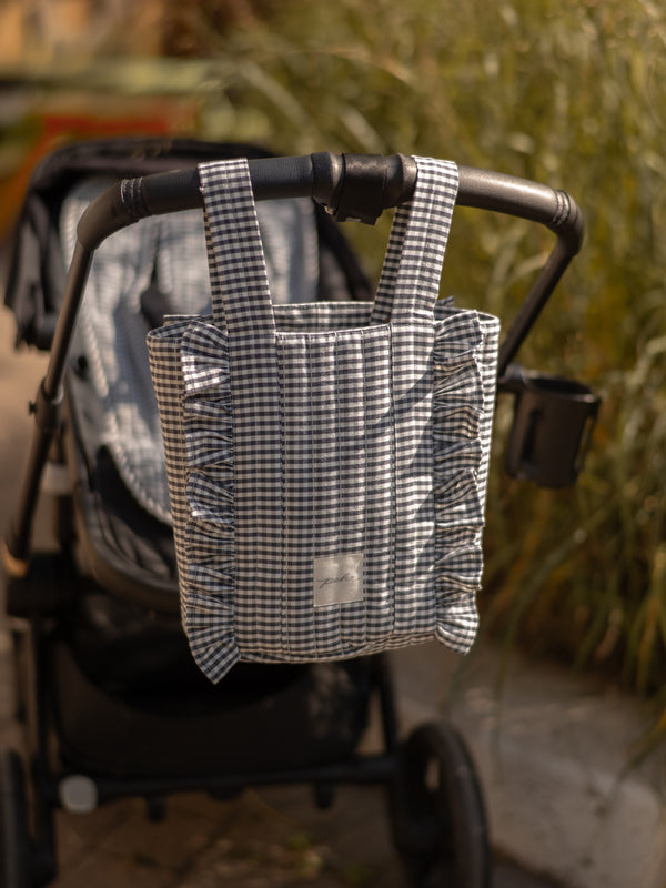 Indigo Gingham Stroller Bag