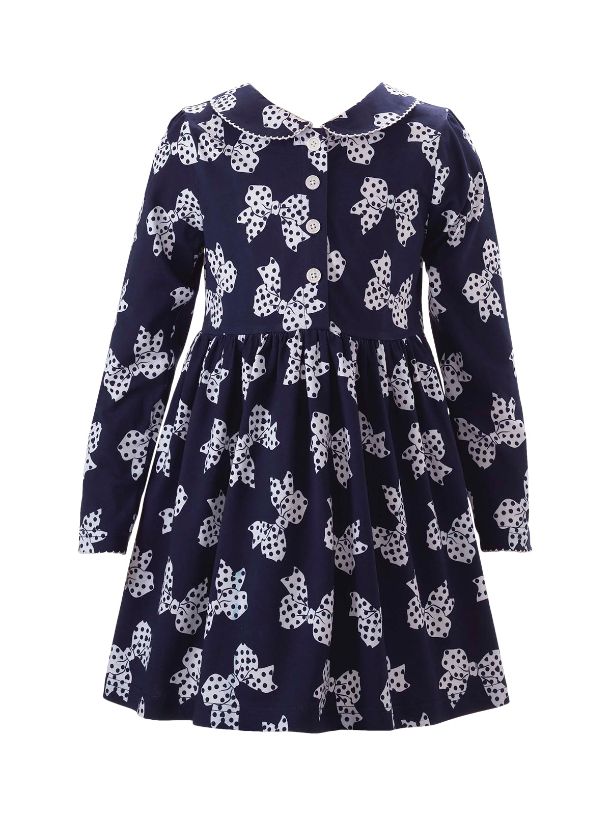 Polka Dot Bow Jersey Dress Dresses Rachel Riley Navy 2Y 