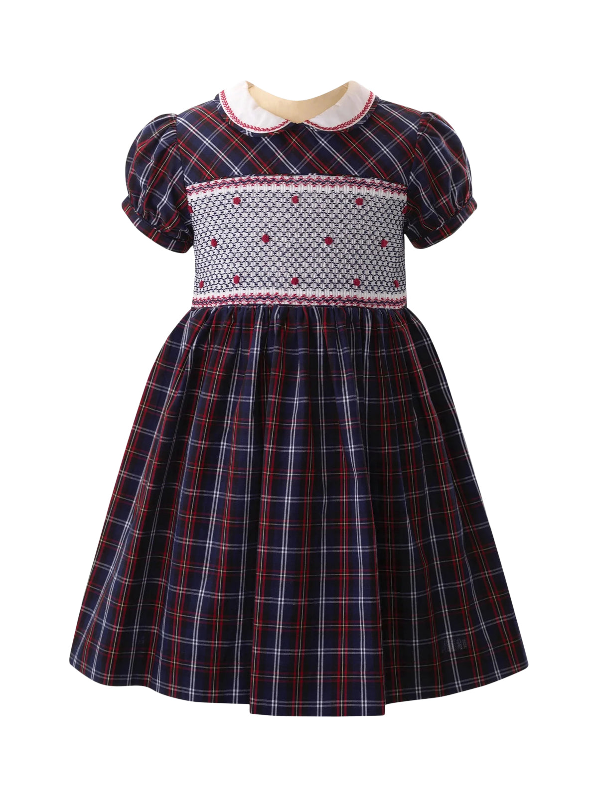 Check Smocked Dress Dresses Rachel Riley Navy 2Y 