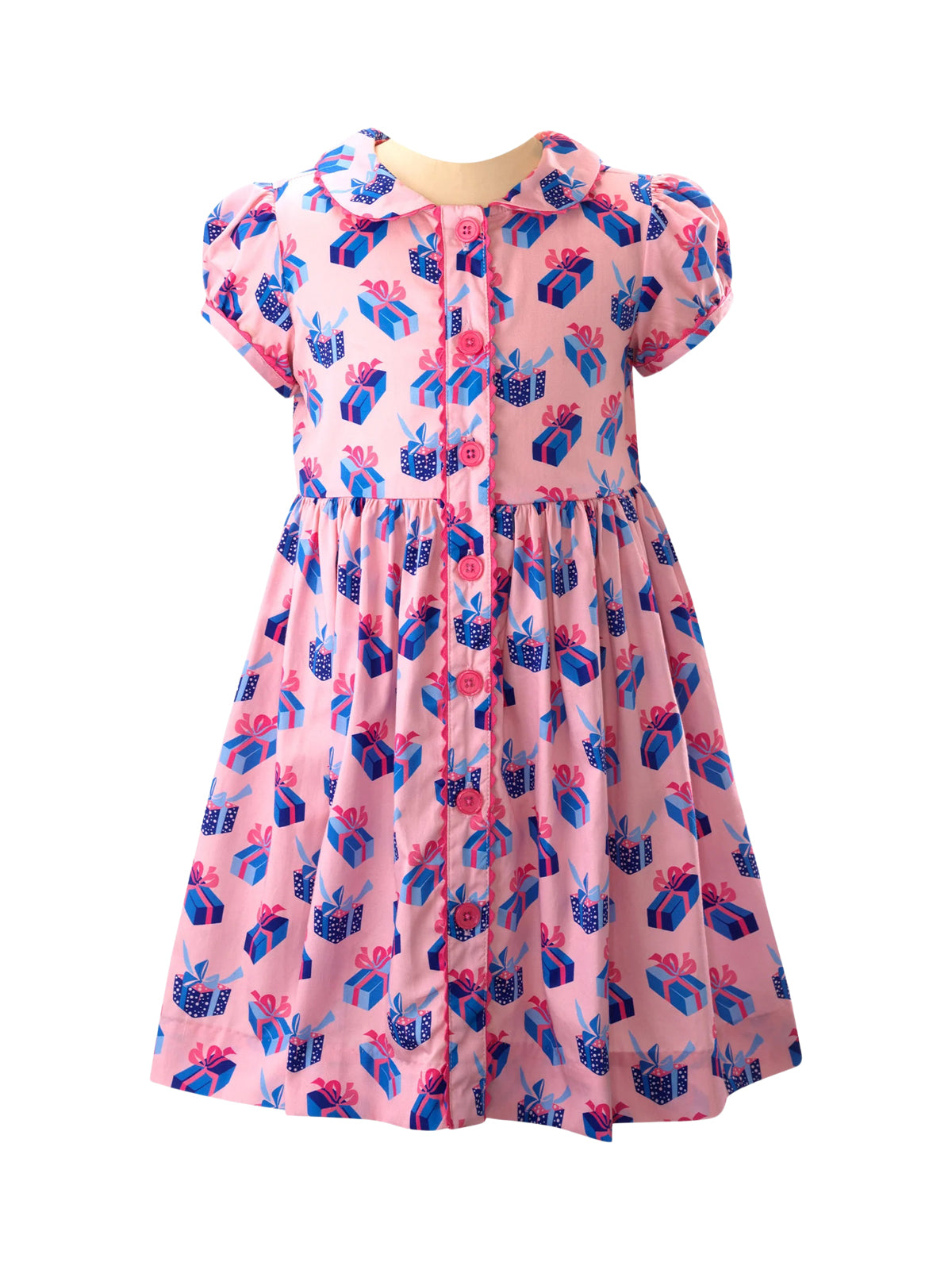 Gift Button-Front Dress Dresses Rachel Riley Light Pink 3Y 