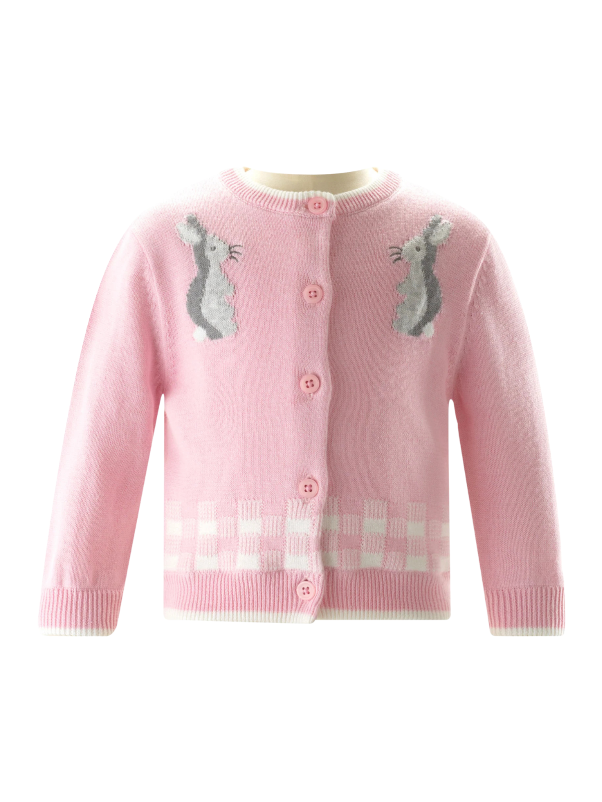 Pink Gingham Bunny Cardigan Sweaters Rachel Riley Pink 6M