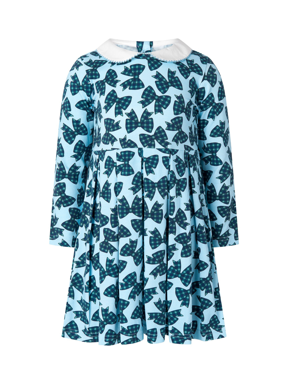 Tartan Bow Jersey Dress Dresses Rachel Riley Light Blue 12M