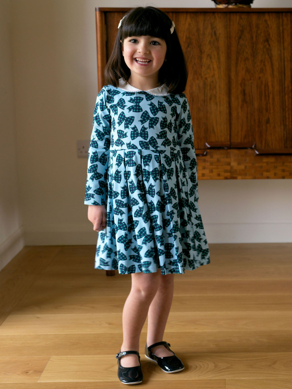 Tartan Bow Jersey Dress Dresses Rachel Riley